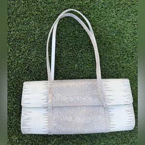 Stuart Weitzman Silver Snakeskin Shoulder Bag